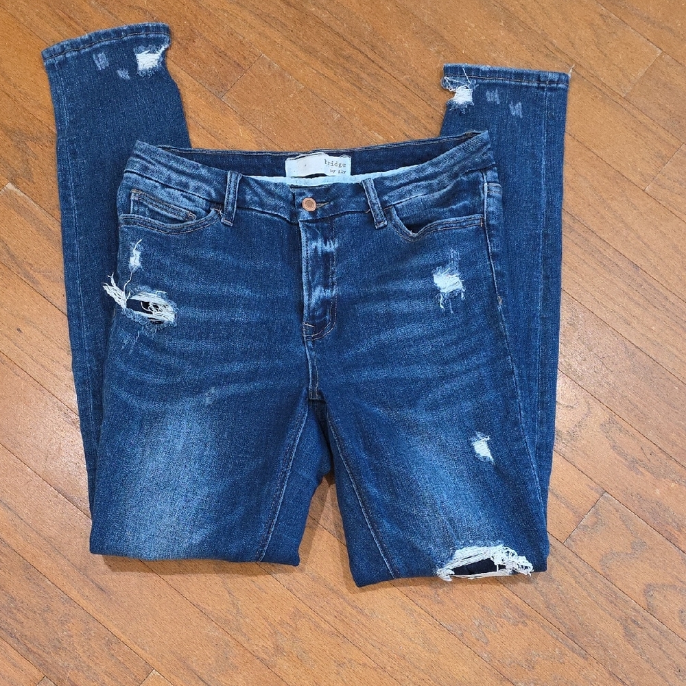 Bridge By Gly Blue Ripped Skinny Jeans